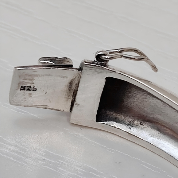 1930's Art Deco Sterling Silver Red Paste Rhinestone Marcasite Hinged Bracelet - Picture 14 of 16